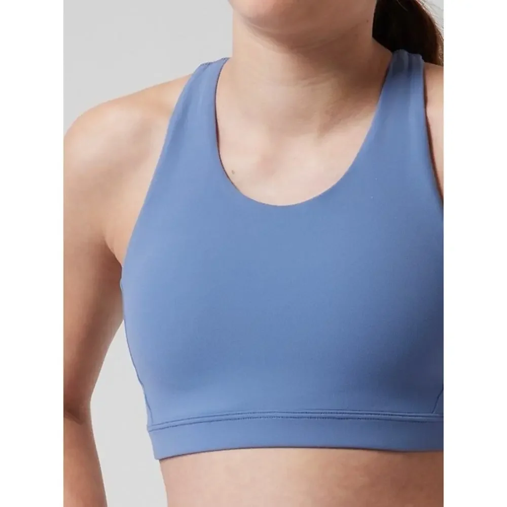 Athleta Speed Racer Bra slate blue keyhole sports bra 980437